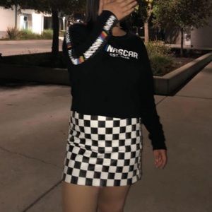 Checkered Leather Skirt